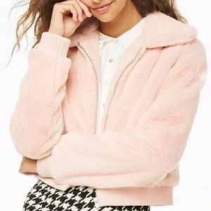 Plush Light Pink Bomber Jacket Forever XXI